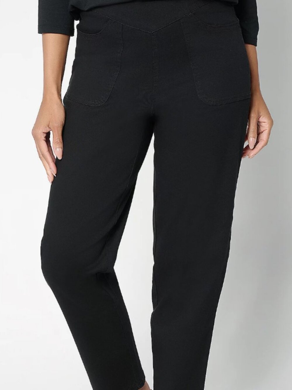 Denim & Co. Regular "How Timeless" pull on Pant , Black Sz S a686739